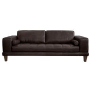 Wynne Contemporary Sofa in Genuine Espresso Leather with Brown Wood Legs - Furniture City (CA)l