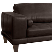 Wynne Contemporary Sofa in Genuine Espresso Leather with Brown Wood Legs - Furniture City (CA)l
