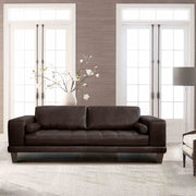 Wynne Contemporary Sofa in Genuine Espresso Leather with Brown Wood Legs - Furniture City (CA)l