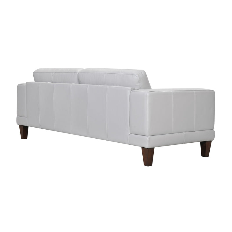 Wynne Contemporary Sofa in Genuine Dove Gray Leather with Brown Wood Legs - Furniture City (CA)l
