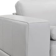 Wynne Contemporary Sofa in Genuine Dove Gray Leather with Brown Wood Legs - Furniture City (CA)l