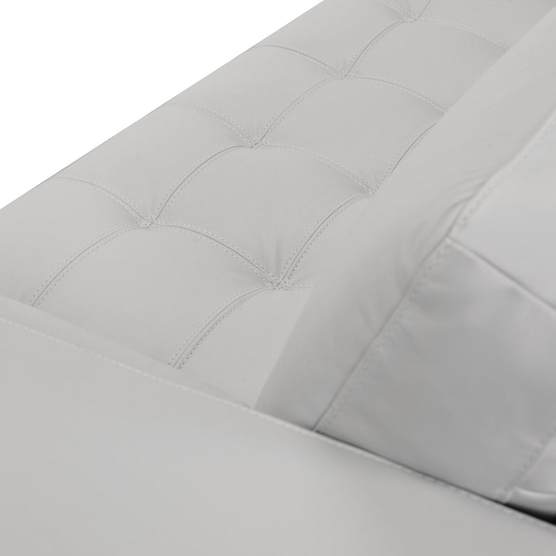 Wynne Contemporary Sofa in Genuine Dove Gray Leather with Brown Wood Legs - Furniture City (CA)l