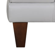 Wynne Contemporary Sofa in Genuine Dove Gray Leather with Brown Wood Legs - Furniture City (CA)l