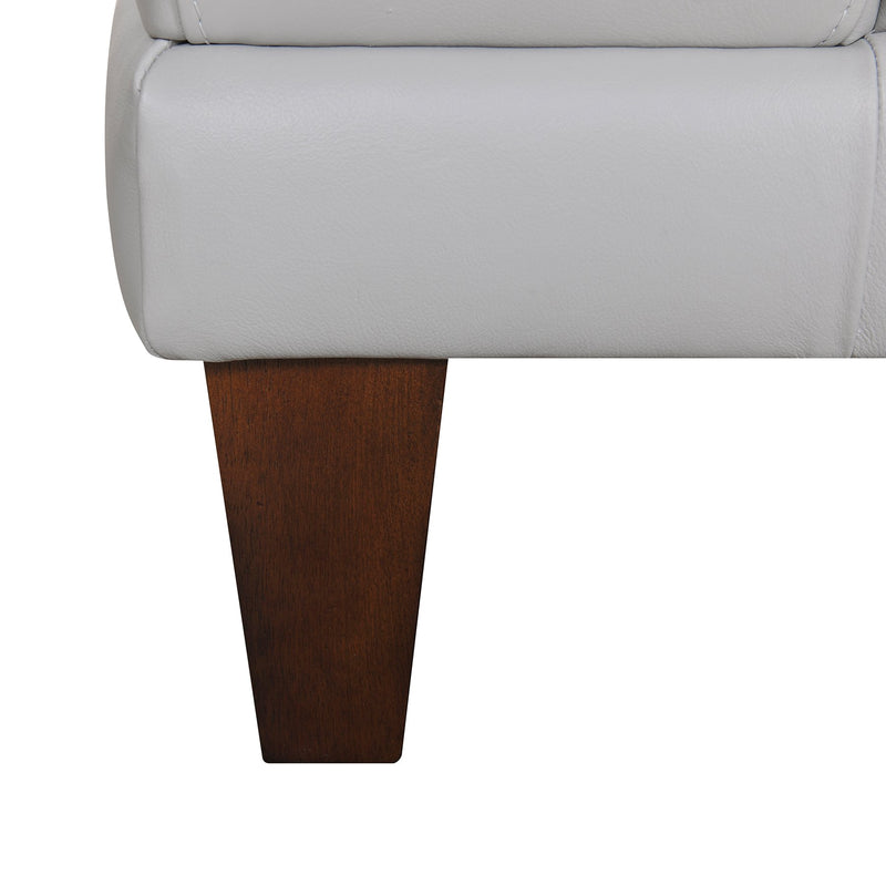 Wynne Contemporary Sofa in Genuine Dove Gray Leather with Brown Wood Legs - Furniture City (CA)l