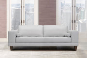 Wynne Contemporary Sofa in Genuine Dove Gray Leather with Brown Wood Legs - Furniture City (CA)l