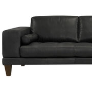 Wynne Contemporary Sectional in Genuine Black Leather with Brown Wood Legs - Furniture City (CA)l