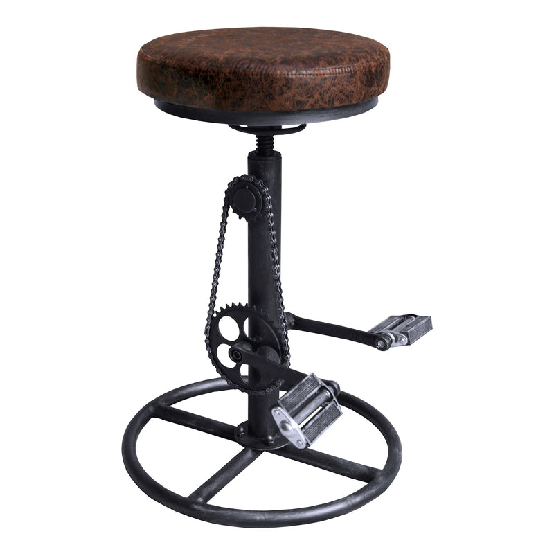 Xane Modern Adjustable Backless Barstool in Industrial Gray and Brown Fabric - Furniture City (CA)l