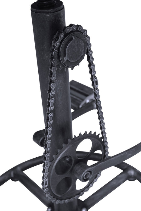 Xane Modern Adjustable Backless Barstool in Industrial Gray and Brown Fabric