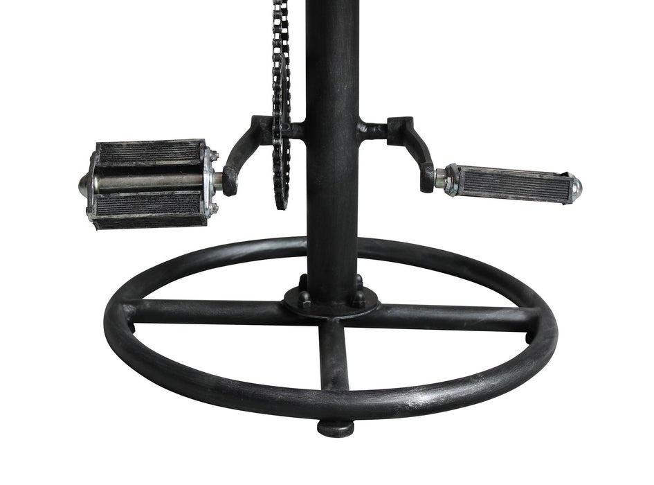 Xane Modern Adjustable Backless Barstool in Industrial Gray and Brown Fabric