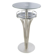 Yukon Contemporary Bar Table In Stainless Steel and Gray Frosted Glass - Furniture City (CA)l
