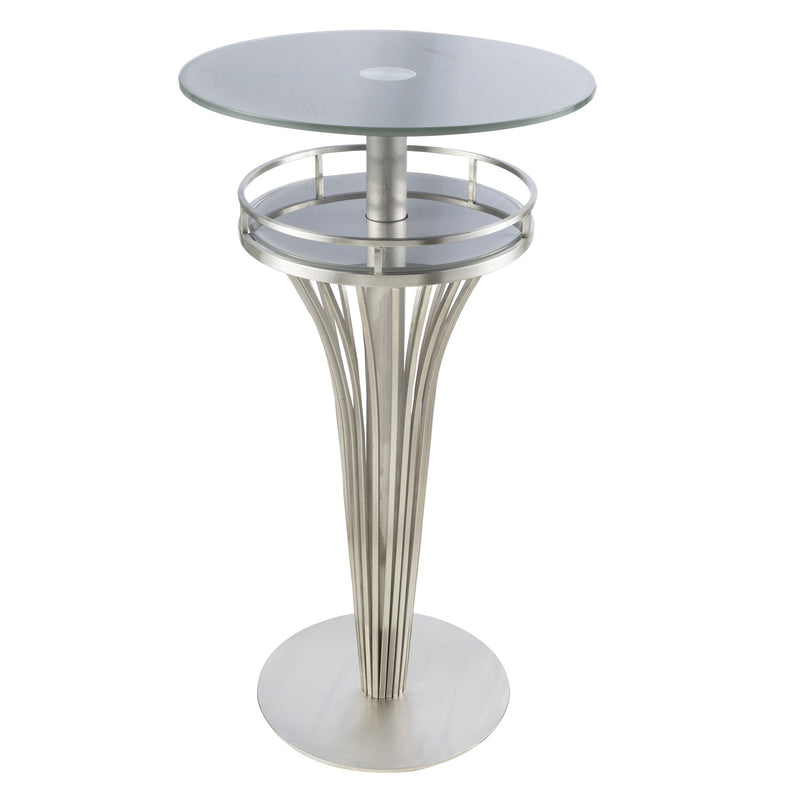 Yukon Contemporary Bar Table In Stainless Steel and Gray Frosted Glass - Furniture City (CA)l
