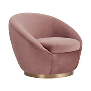 Yves Blush Velvet Swivel Accent Chair with Gold Base - Furniture City (CA)l