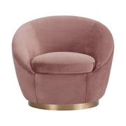 Yves Blush Velvet Swivel Accent Chair with Gold Base - Furniture City (CA)l