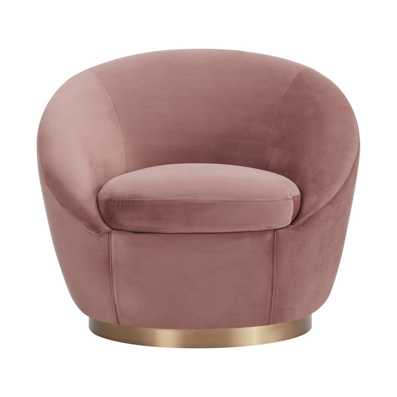 Yves Blush Velvet Swivel Accent Chair with Gold Base - Furniture City (CA)l