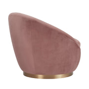 Yves Blush Velvet Swivel Accent Chair with Gold Base - Furniture City (CA)l
