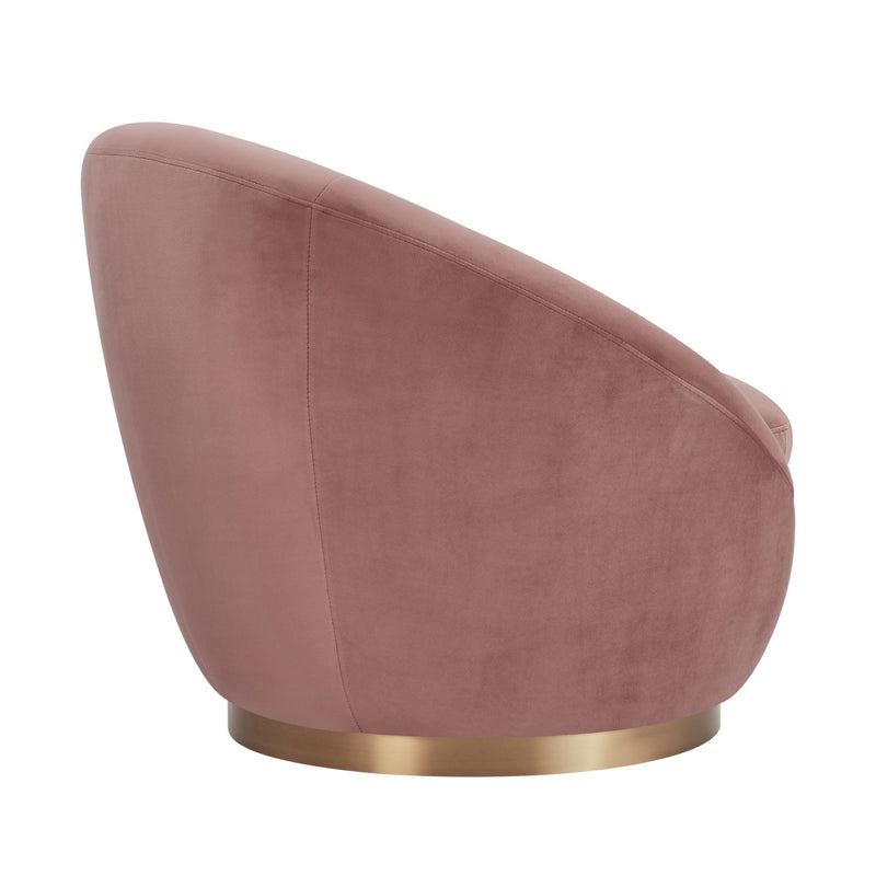 Yves Blush Velvet Swivel Accent Chair with Gold Base - Furniture City (CA)l