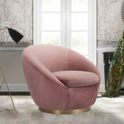 Yves Blush Velvet Swivel Accent Chair with Gold Base - Furniture City (CA)l