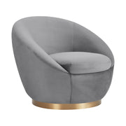 Yves Gray Velvet Swivel Accent Chair with Gold Base - Furniture City (CA)l