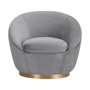 Yves Gray Velvet Swivel Accent Chair with Gold Base - Furniture City (CA)l