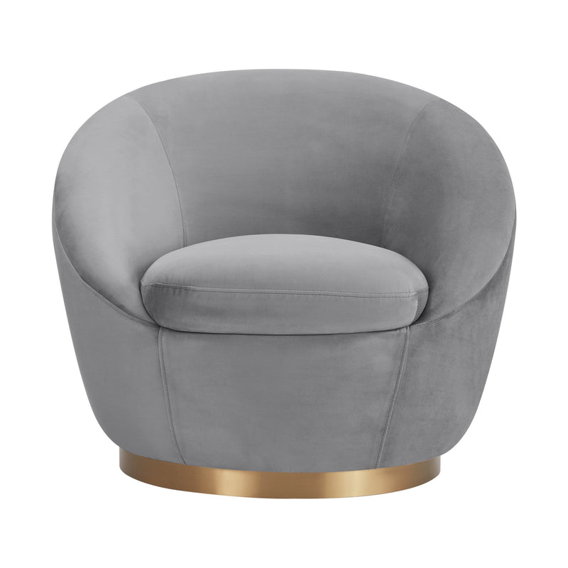 Yves Gray Velvet Swivel Accent Chair with Gold Base - Furniture City (CA)l