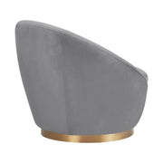 Yves Gray Velvet Swivel Accent Chair with Gold Base - Furniture City (CA)l
