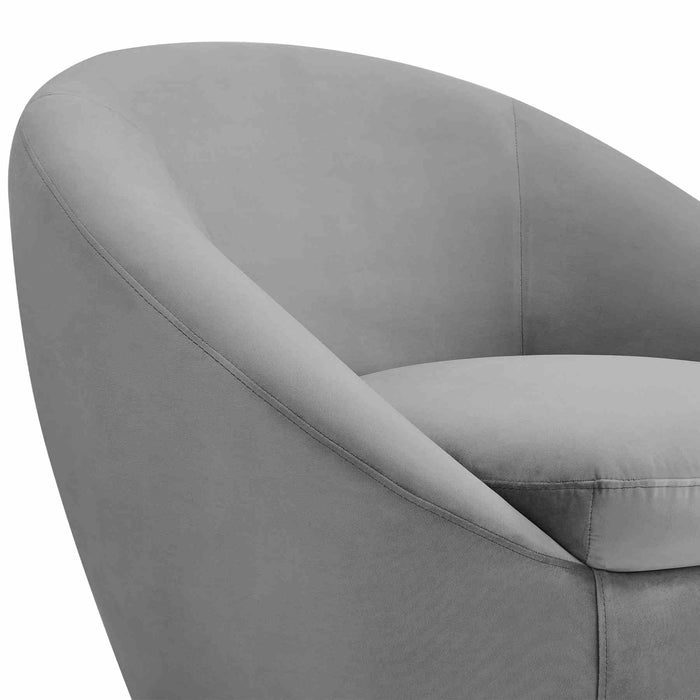Yves Gray Velvet Swivel Accent Chair with Gold Base