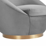 Yves Gray Velvet Swivel Accent Chair with Gold Base - Furniture City (CA)l