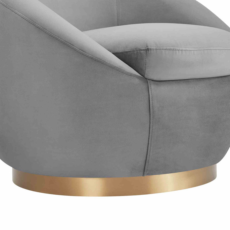 Yves Gray Velvet Swivel Accent Chair with Gold Base - Furniture City (CA)l