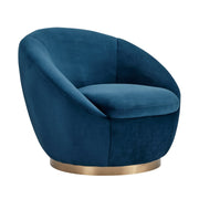Yves Navy Velvet Swivel Accent Chair with Gold Base - Furniture City (CA)l