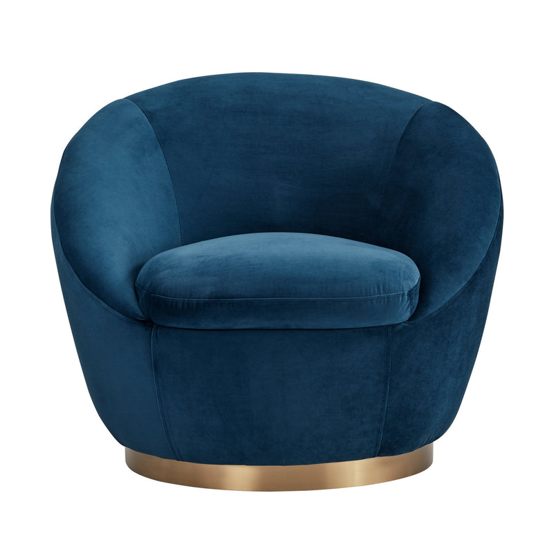 Yves Navy Velvet Swivel Accent Chair with Gold Base - Furniture City (CA)l