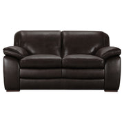 Zanna Contemporary Loveseat in Genuine Dark Brown Leather with Brown Wood Legs - Furniture City (CA)l
