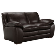 Zanna Contemporary Loveseat in Genuine Dark Brown Leather with Brown Wood Legs - Furniture City (CA)l