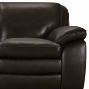 Zanna Contemporary Loveseat in Genuine Dark Brown Leather with Brown Wood Legs - Furniture City (CA)l