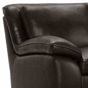 Zanna Contemporary Loveseat in Genuine Dark Brown Leather with Brown Wood Legs - Furniture City (CA)l