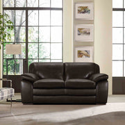 Zanna Contemporary Loveseat in Genuine Dark Brown Leather with Brown Wood Legs - Furniture City (CA)l