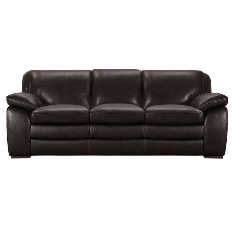 Zanna Contemporary Sofa in Genuine Dark Brown Leather with Brown Wood Legs - Furniture City (CA)l