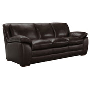 Zanna Contemporary Sofa in Genuine Dark Brown Leather with Brown Wood Legs - Furniture City (CA)l