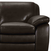 Zanna Contemporary Sofa in Genuine Dark Brown Leather with Brown Wood Legs - Furniture City (CA)l