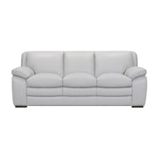 Zanna Contemporary Sofa in Genuine Dove Gray Leather with Brown Wood Legs - Furniture City (CA)l
