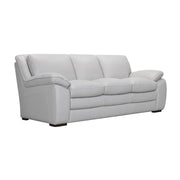 Zanna Contemporary Sofa in Genuine Dove Gray Leather with Brown Wood Legs - Furniture City (CA)l