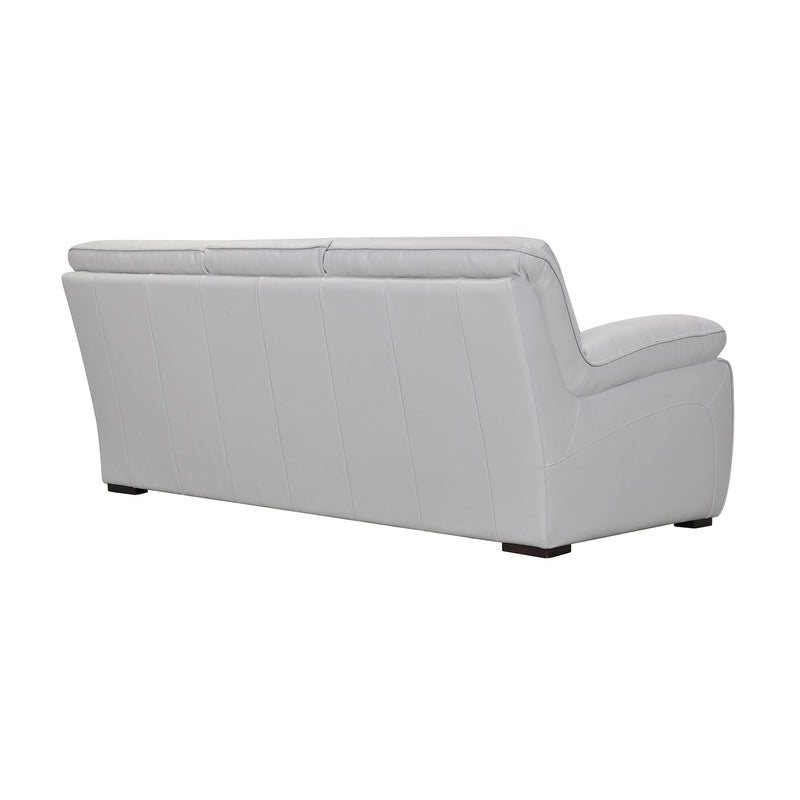 Zanna Contemporary Sofa in Genuine Dove Gray Leather with Brown Wood Legs - Furniture City (CA)l