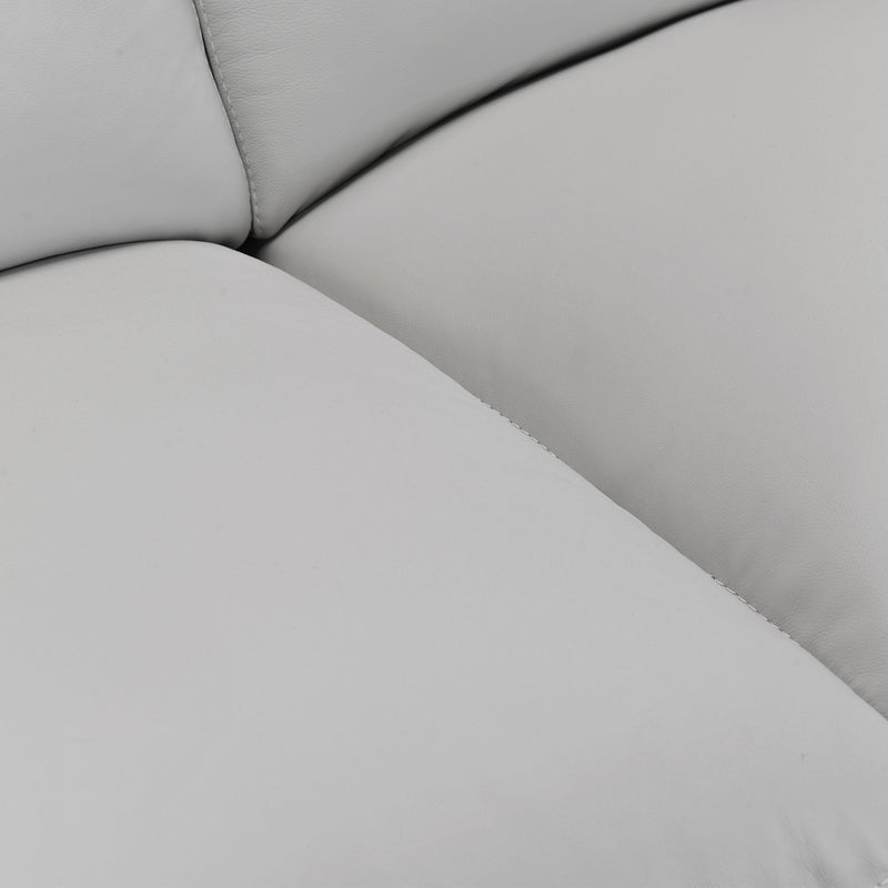 Zanna Contemporary Sofa in Genuine Dove Gray Leather with Brown Wood Legs - Furniture City (CA)l