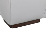 Zanna Contemporary Sofa in Genuine Dove Gray Leather with Brown Wood Legs - Furniture City (CA)l