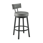 Zelda Swivel Counter Stool in Black Finish with Gray Faux Leather - Furniture City (CA)l