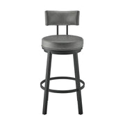 Zelda Swivel Counter Stool in Black Finish with Gray Faux Leather - Furniture City (CA)l