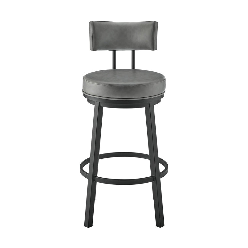 Zelda Swivel Counter Stool in Black Finish with Gray Faux Leather - Furniture City (CA)l