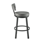 Zelda Swivel Counter Stool in Black Finish with Gray Faux Leather - Furniture City (CA)l