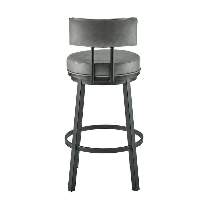 Zelda Swivel Counter Stool in Black Finish with Gray Faux Leather - Furniture City (CA)l
