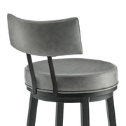 Zelda Swivel Counter Stool in Black Finish with Gray Faux Leather - Furniture City (CA)l