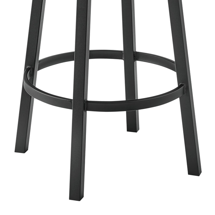 Zelda Swivel Counter Stool in Black Finish with Gray Faux Leather